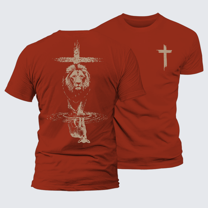 Power And Peace Faith Cross Jesus God Christian Premium Mercerized Cotton Tee