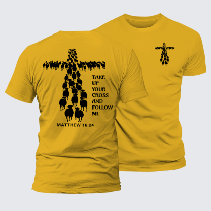 Take Up Your Cross Jesus God Christian Premium Mercerized Cotton Tee