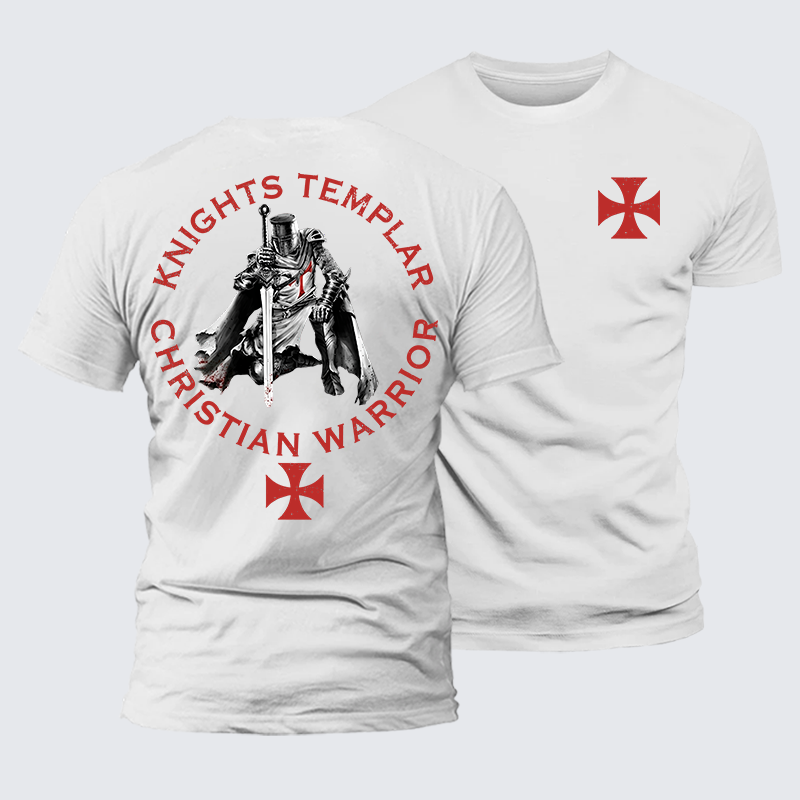 Knights Templar Templar Cross Crusader Knight  Jesus God Christian Premium Mercerized Cotton Tee