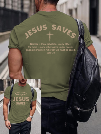 Jesus Saves Jesus God Christian Cotton T-Shirt