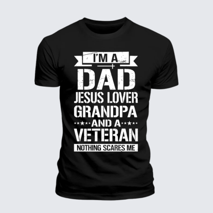 I'm A Dad-Jesus Lover-Grandpa-Veteran Jesus God Christian Premium Mercerized Cotton Tee