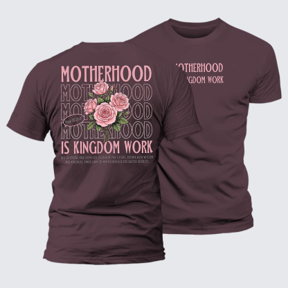 Motherhood Is Kingdom Work Jesus God Christian Premium Mercerized Cotton Tee