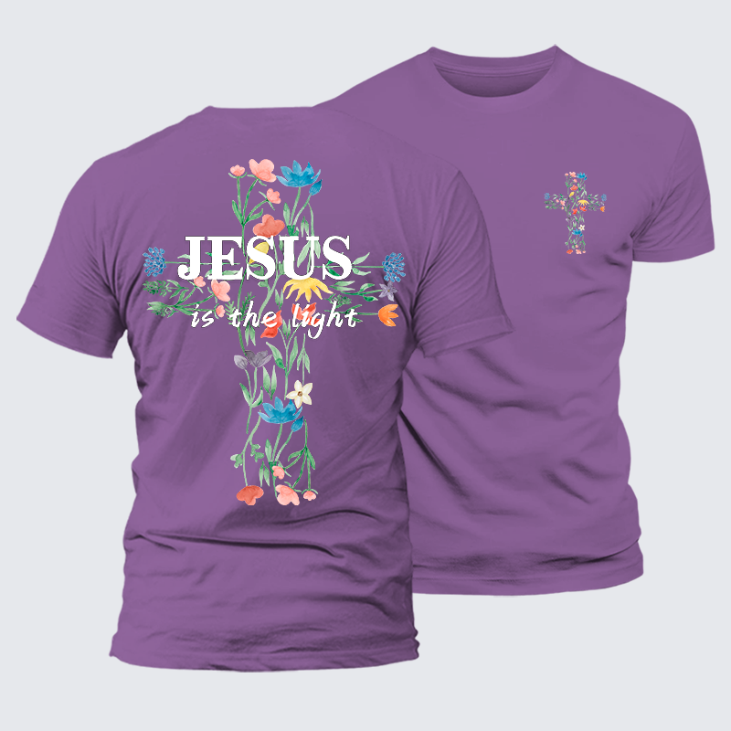 Jesus Is The Light Faith In Bloom Jesus God Christian Premium Mercerized Cotton Tee
