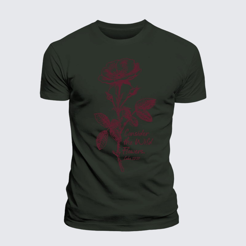 Consider the Wild Flowers Jesus God Christian Premium Mercerized Cotton Tee