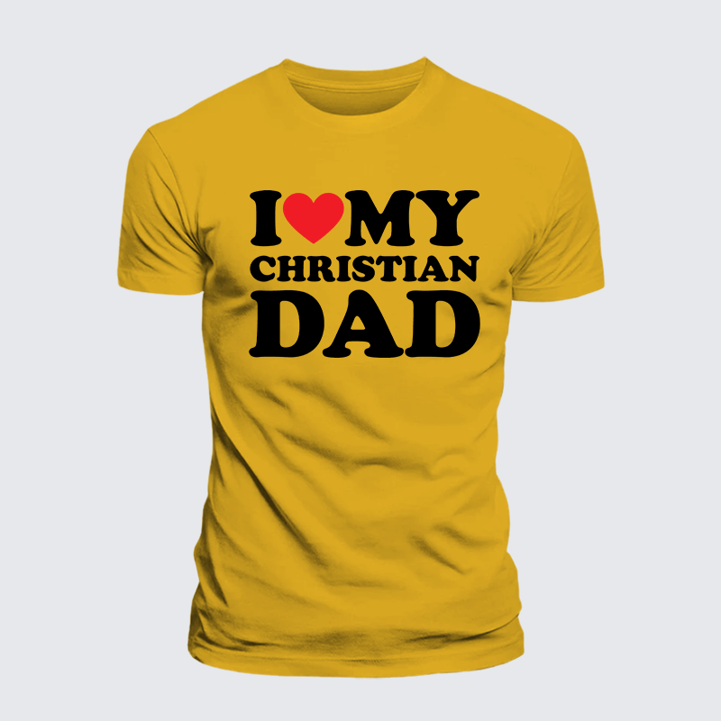 I Love My Christian Dad Jesus God Christian Premium Mercerized Cotton Tee