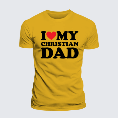 I Love My Christian Dad Jesus God Christian Premium Mercerized Cotton Tee