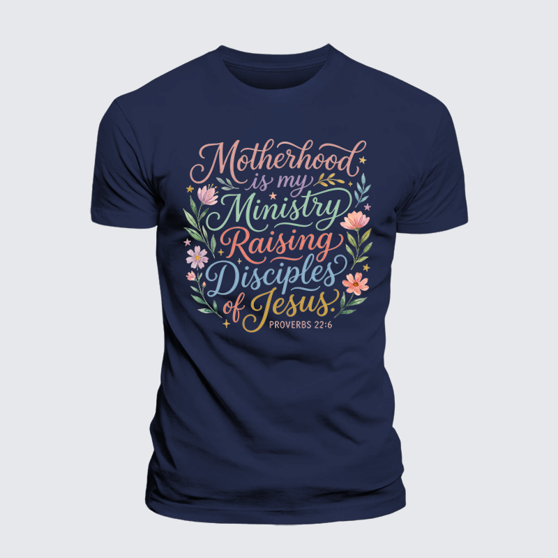 Motherhood Is My Ministry Jesus God Christian Premium Mercerized Cotton Tee