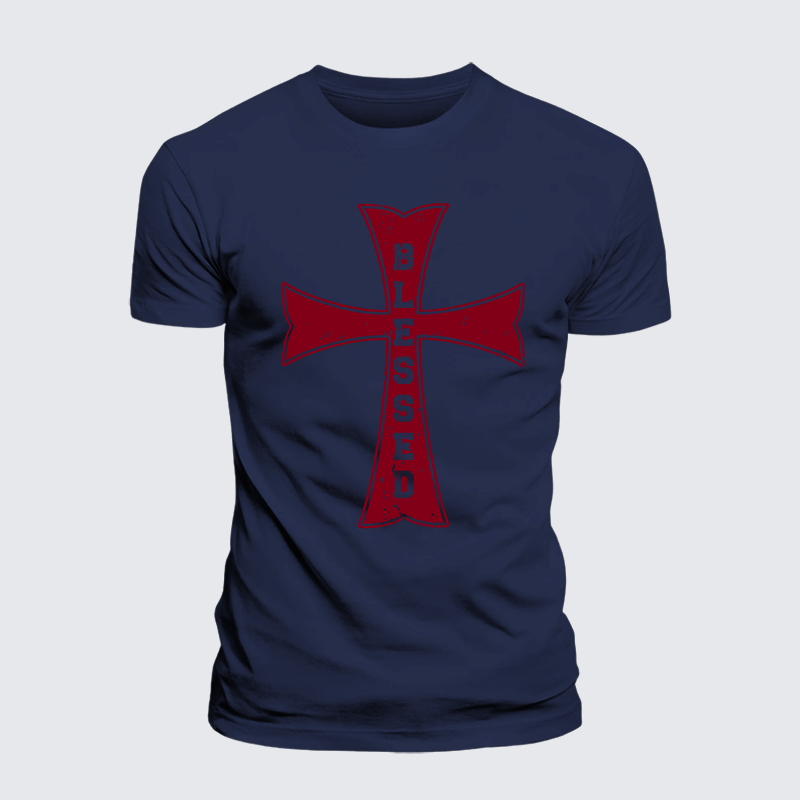 Blessed Cross Jesus God Christian Premium Mercerized Cotton Tee