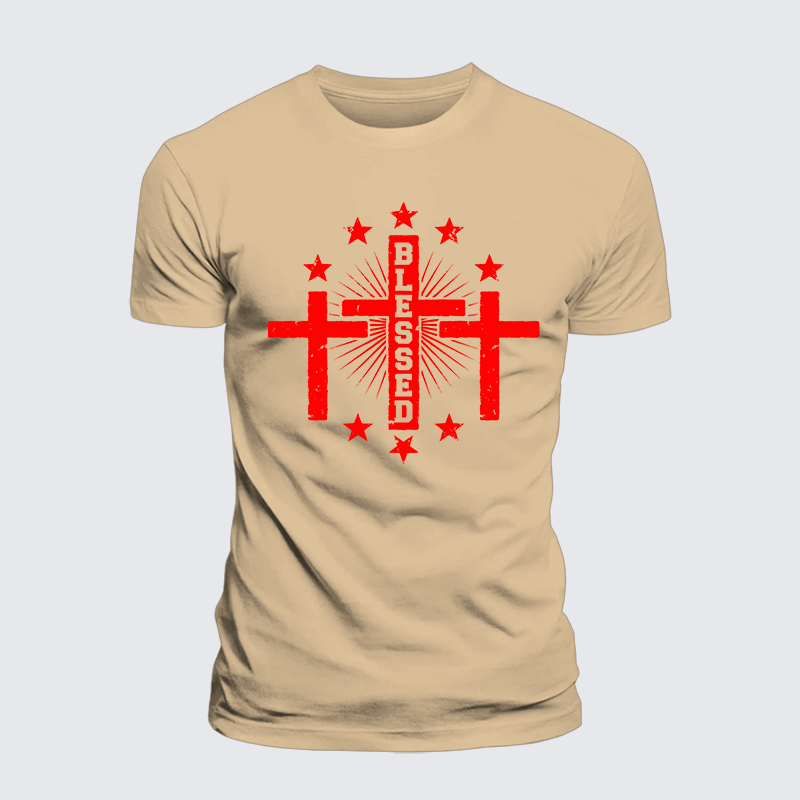 Blessed Cross Jesus God Christian Premium Mercerized Cotton Tee