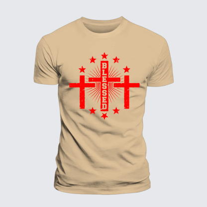 Blessed Cross Jesus God Christian Premium Mercerized Cotton Tee