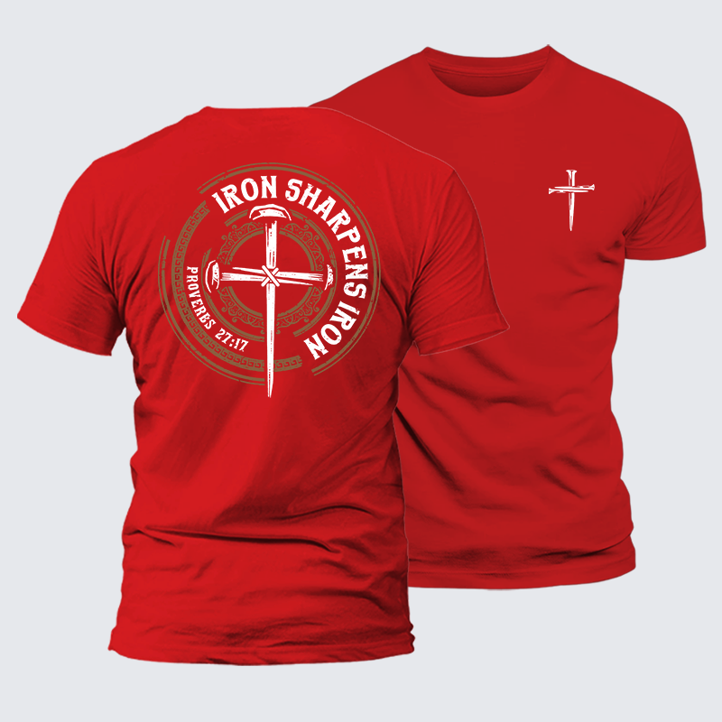 Iron Sharpens Iron - Proverbs 27:17 Jesus God Christian Cotton T-Shirt