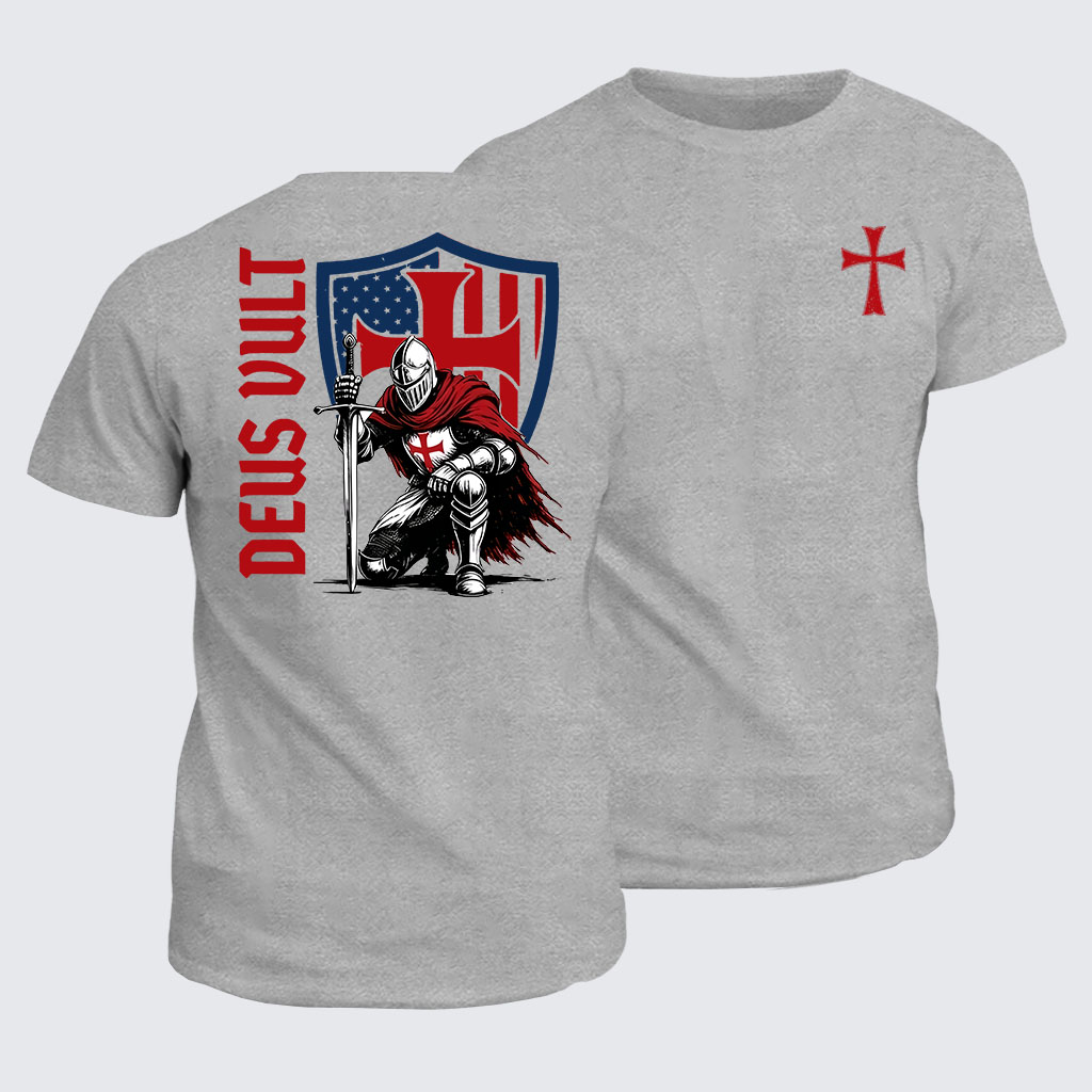Classic Cotton Tee -  Templar Knight Crusader Deus Vult