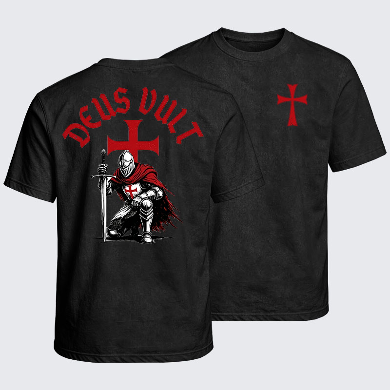 Washed T-Shirt - Templar Knight Crusader Deus Vult