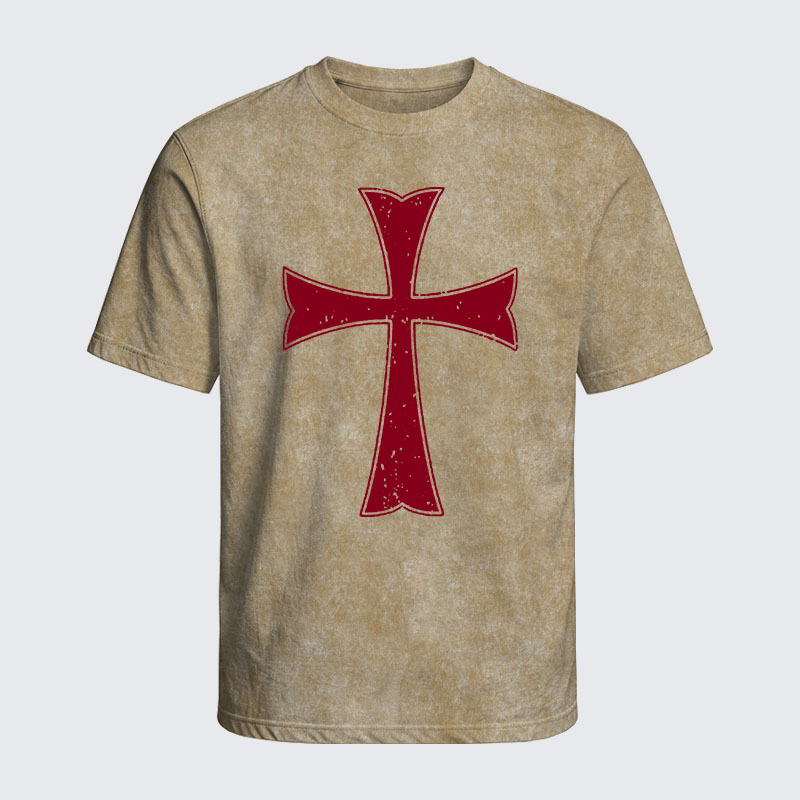 Washed T-Shirt - Knights Templar Crusader Cross