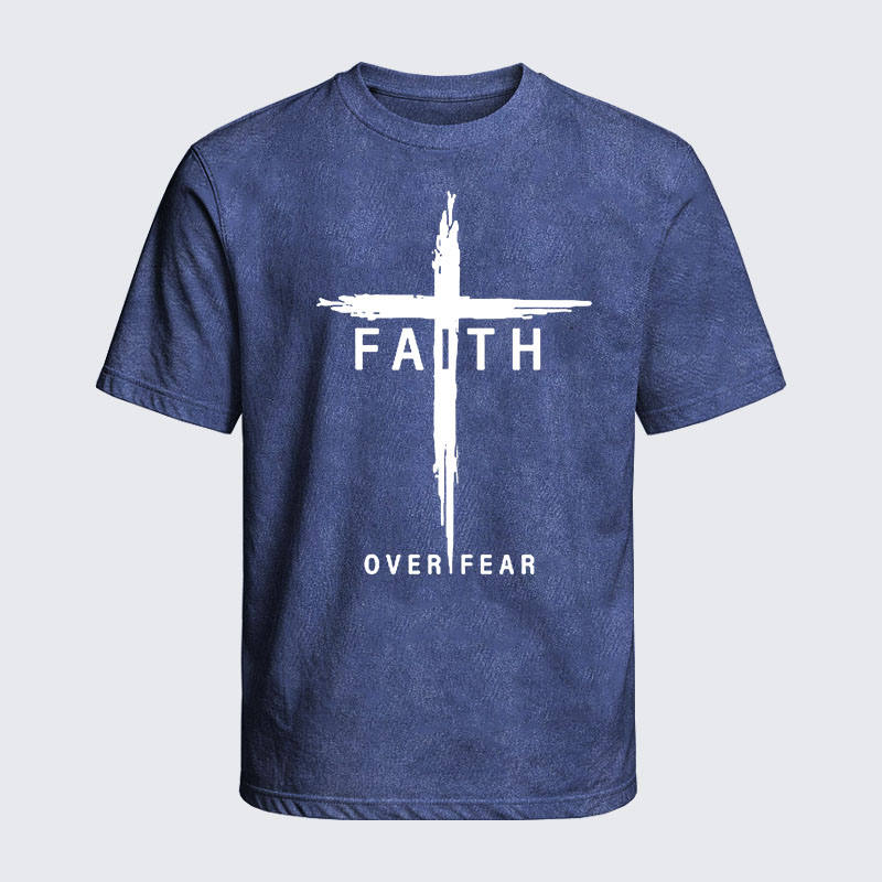 Washed T-Shirt - Faith Over Fear Cross