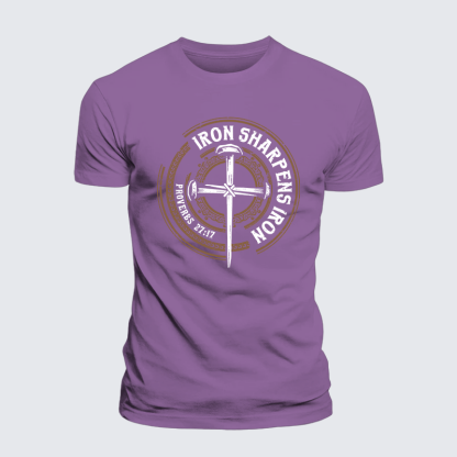Iron Sharpens Iron - Proverbs 27:17 Jesus God Christian Premium Mercerized Cotton Tee