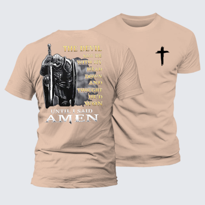 The Devil Saw Me with My Head Down and Thought He'd Won Until I Said Amen Jesus God Christian Premium Mercerized Cotton Tee