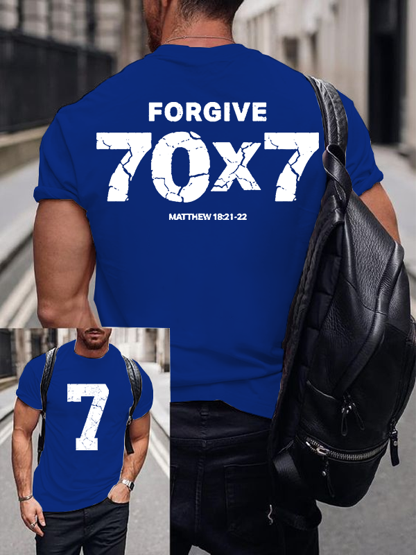 Forgive 70 7 Jesus God Christian Cotton T-Shirt