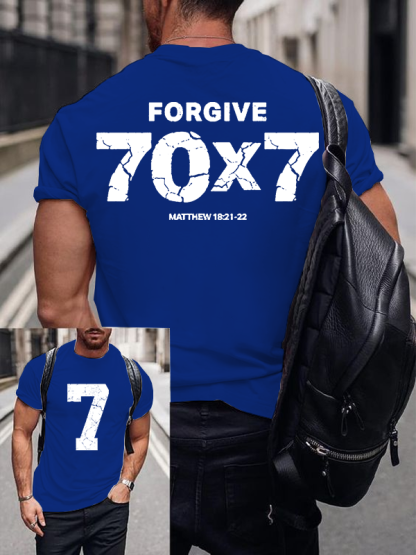 Forgive 70 7 Jesus God Christian Cotton T-Shirt