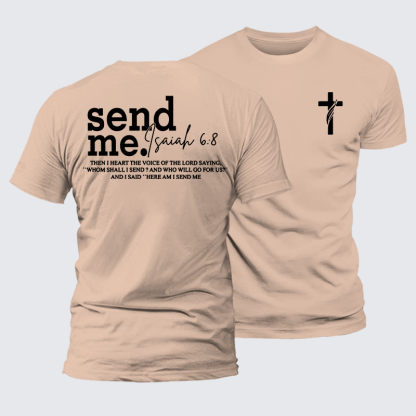 Send Me Isaiah 6:8 Jesus God Christian Premium Mercerized Cotton Tee