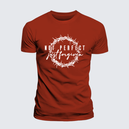Not Perfect Just Forgiven Jesus God Christian Premium Mercerized Cotton Tee
