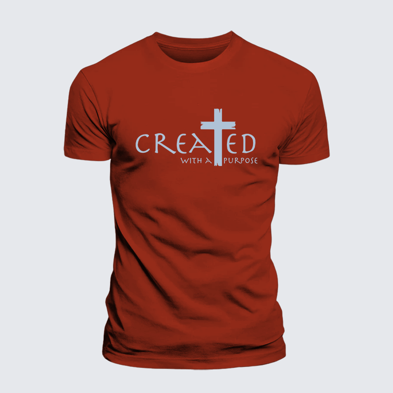 Created with a Purpose Jesus God Christian Premium Mercerized Cotton Tee