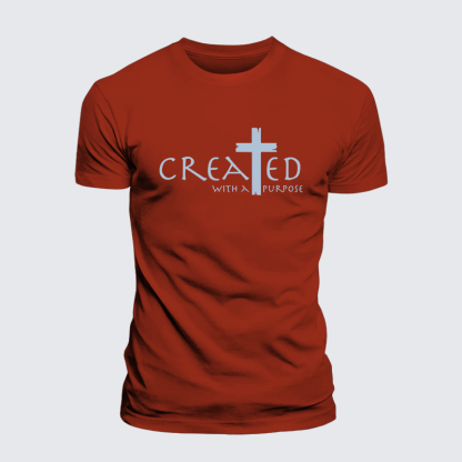 Created with a Purpose Jesus God Christian Premium Mercerized Cotton Tee