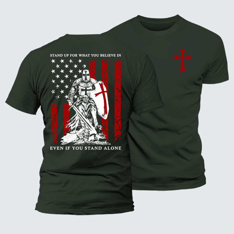 Stand Up For What You Believe  Jesus God Christian Premium Mercerized Cotton Tee