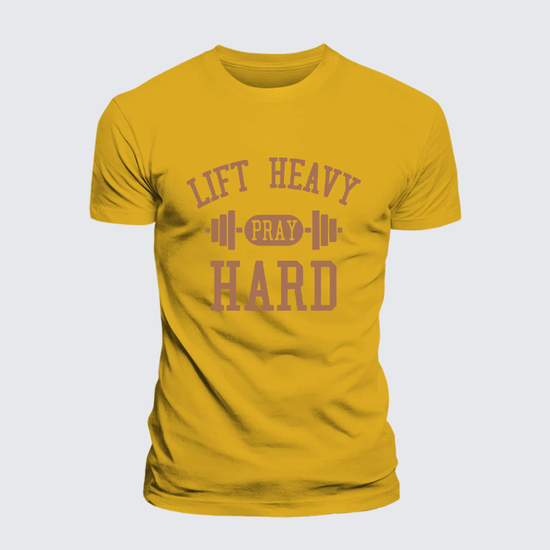 Lift Heavy Pray Hard Jesus God Christian Premium Mercerized Cotton Tee