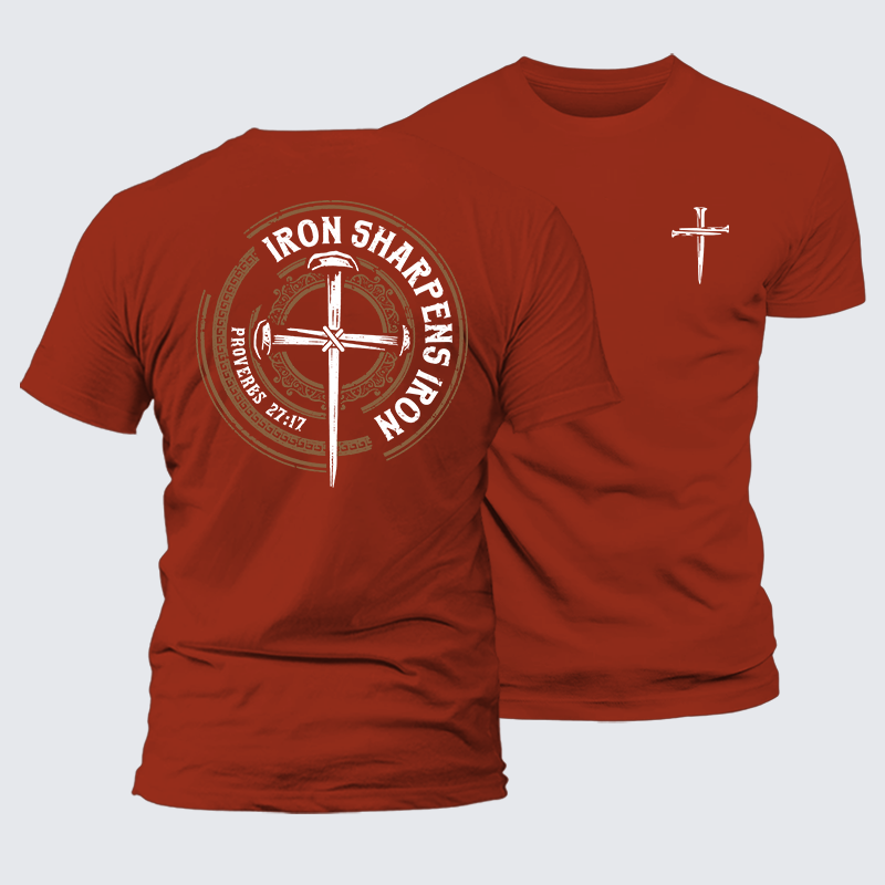 Iron Sharpens Iron - Proverbs 27:17 Jesus God Christian Premium Mercerized Cotton Tee