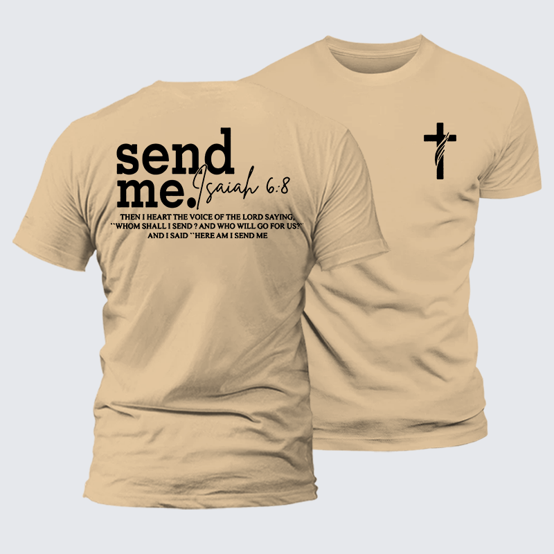 Send Me Isaiah 6:8 Jesus God Christian Premium Mercerized Cotton Tee