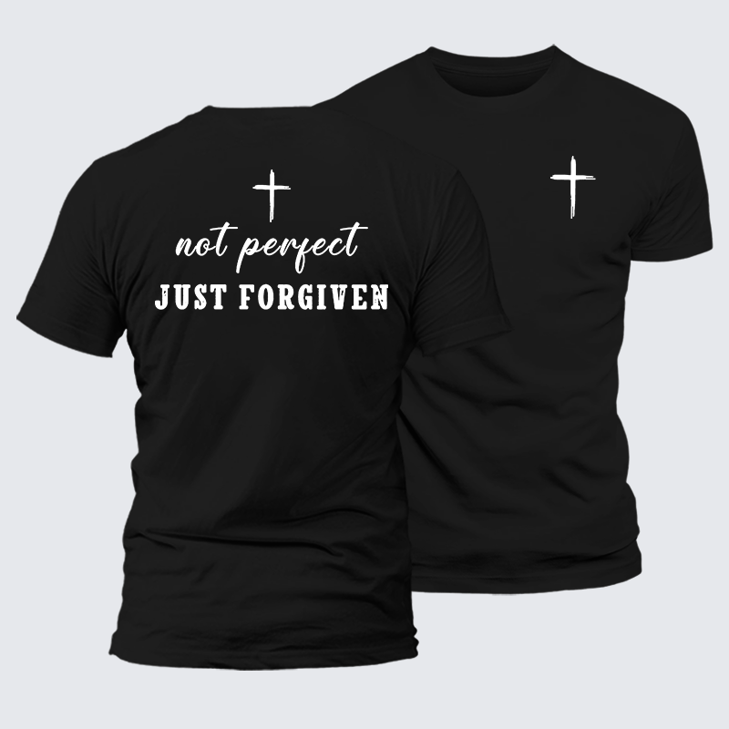 Not Perfect Just Forgiven Jesus God Christian Premium Mercerized Cotton Tee