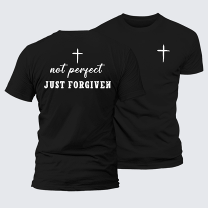 Not Perfect Just Forgiven Jesus God Christian Premium Mercerized Cotton Tee