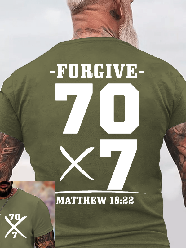 Forgive 70 times 7  Jesus God Christian Cotton T-Shirt