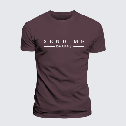 Send Me Isaiah 6:8 Jesus God Christian Premium Mercerized Cotton Tee