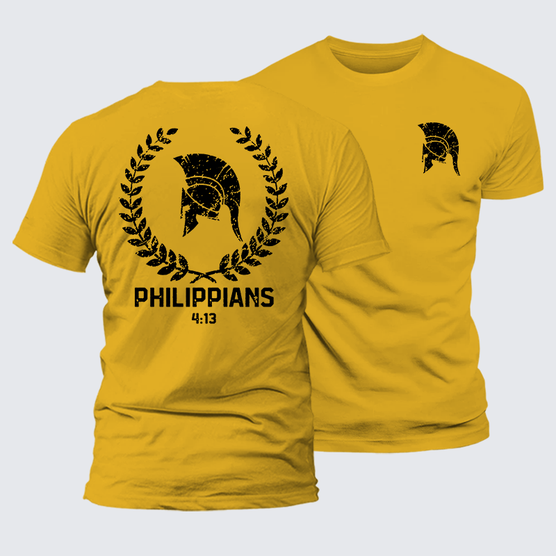 Philippians 4:13 Jesus God Christian Premium Mercerized Cotton Tee