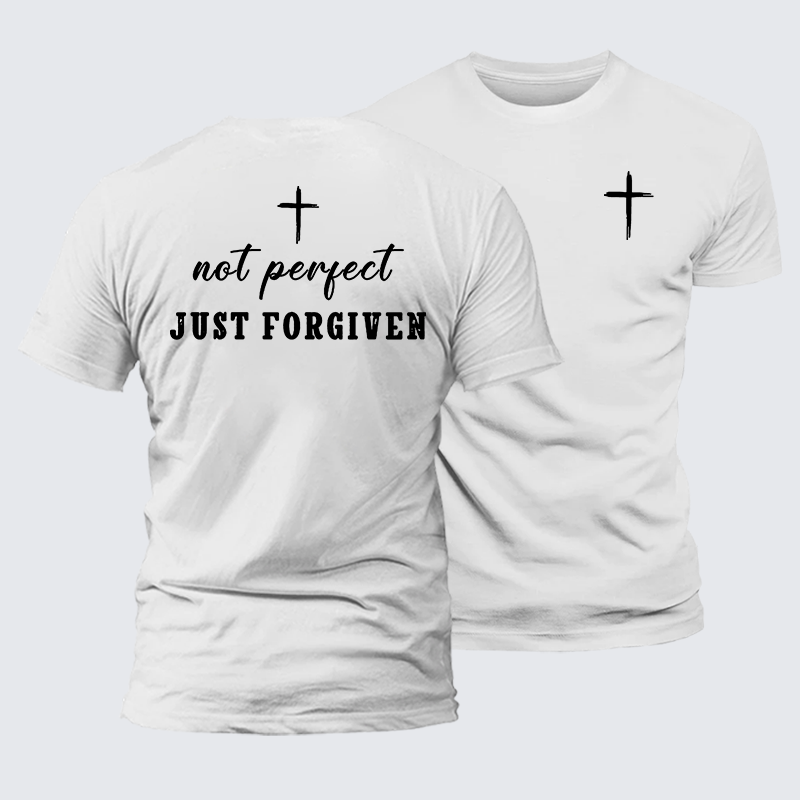 Not Perfect Just Forgiven Jesus God Christian Premium Mercerized Cotton Tee