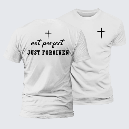 Not Perfect Just Forgiven Jesus God Christian Premium Mercerized Cotton Tee