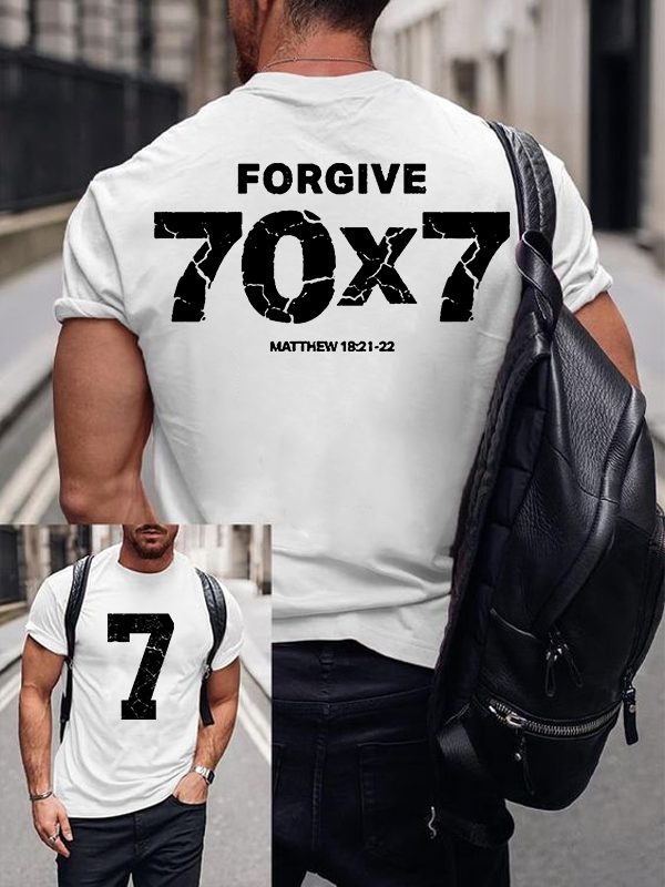 Forgive 70 7 Jesus God Christian Cotton T-Shirt