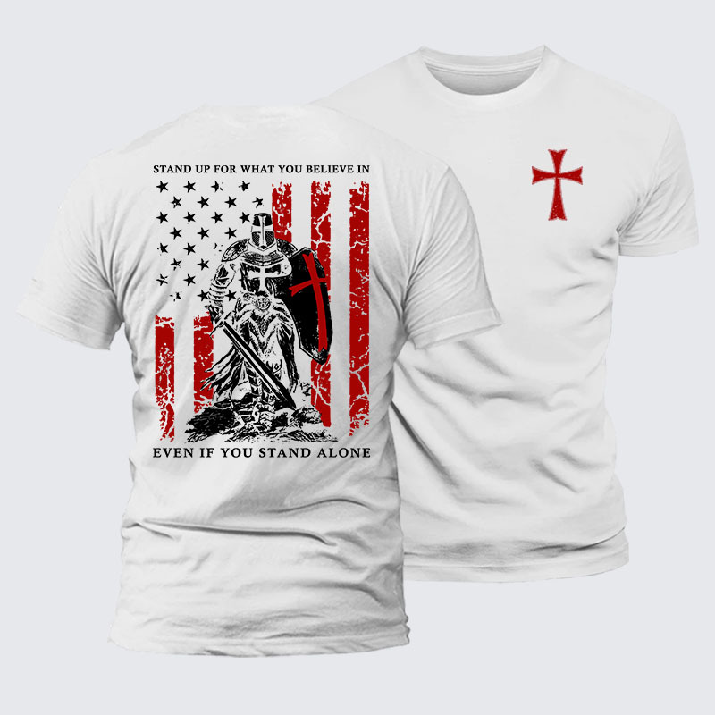 Stand Up For What You Believe  Jesus God Christian Premium Mercerized Cotton Tee