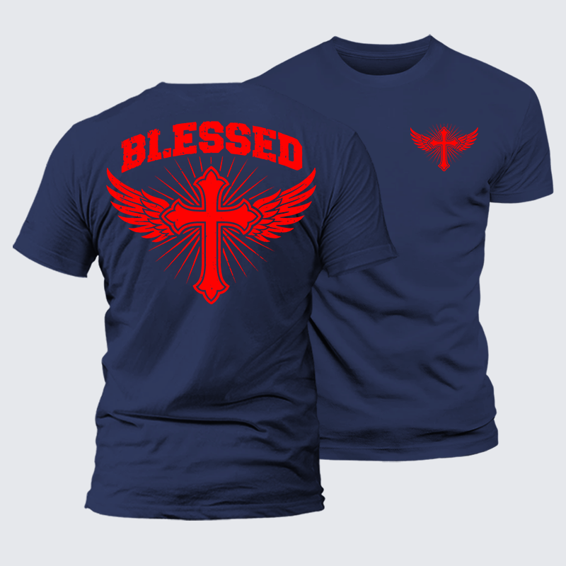 Blessed Cross Jesus God Christian Premium Mercerized Cotton Tee