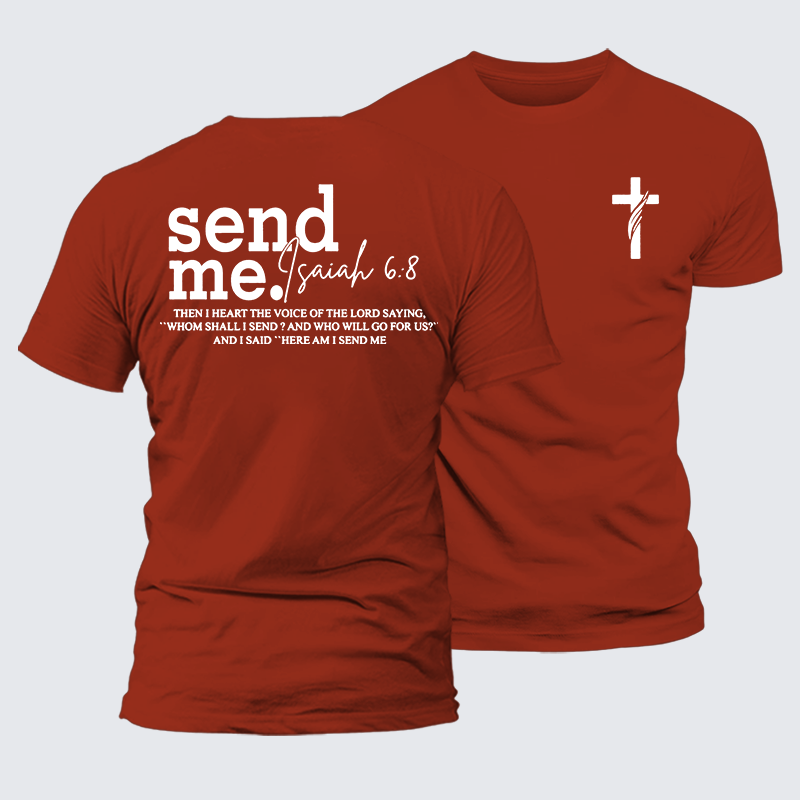 Send Me Isaiah 6:8 Jesus God Christian Premium Mercerized Cotton Tee