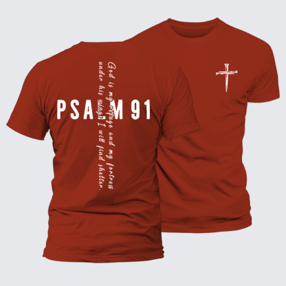 Psalm 91 Jesus God Christian Premium Mercerized Cotton Tee