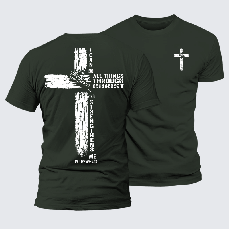 I Can Do All Things THrough Christ Jesus God Christian Premium Mercerized Cotton Tee