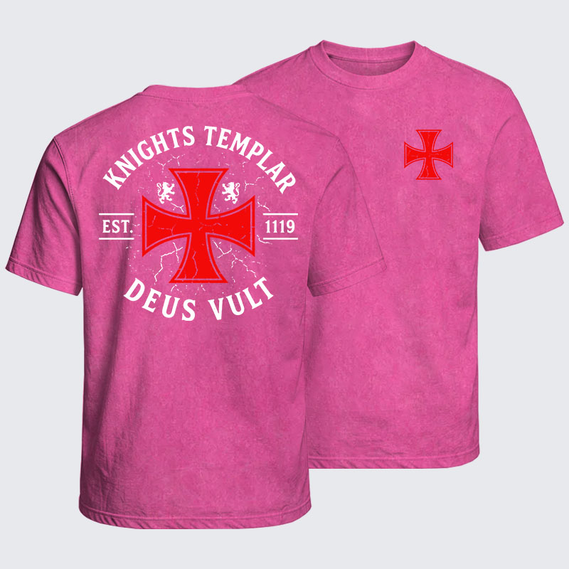 Washed T-Shirt - Knights Templar Deus Vult