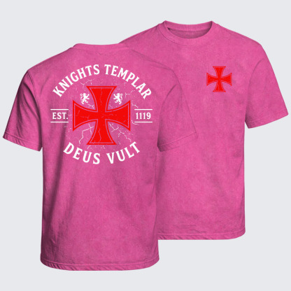 Washed T-Shirt - Knights Templar Deus Vult