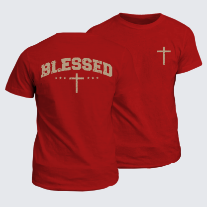 Blessed Cross Jesus God Christian Cotton T-Shirt