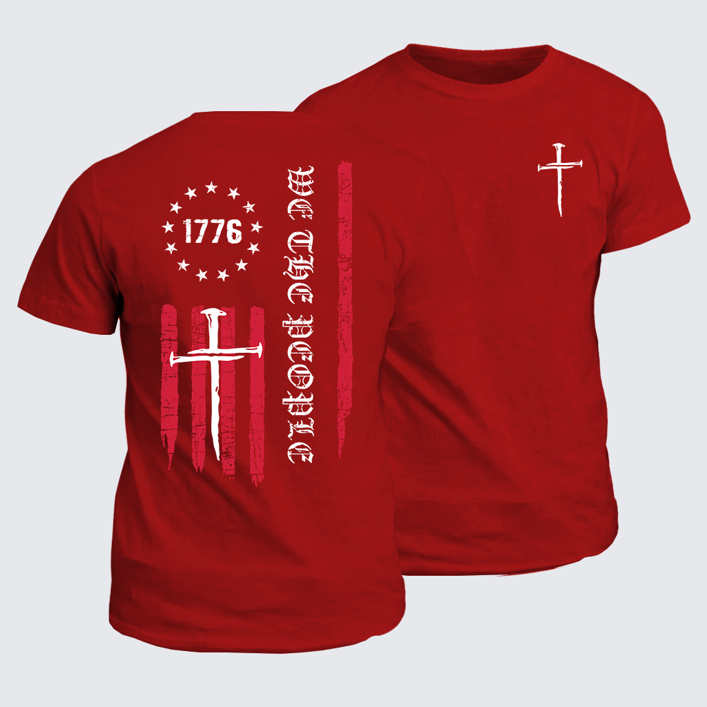 We The People  Flag Cross Jesus God Christian Cotton T-Shirt