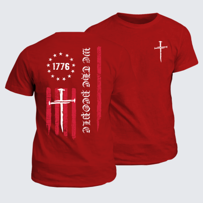 We The People  Flag Cross Jesus God Christian Cotton T-Shirt
