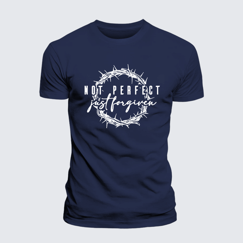 Not Perfect Just Forgiven Jesus God Christian Premium Mercerized Cotton Tee